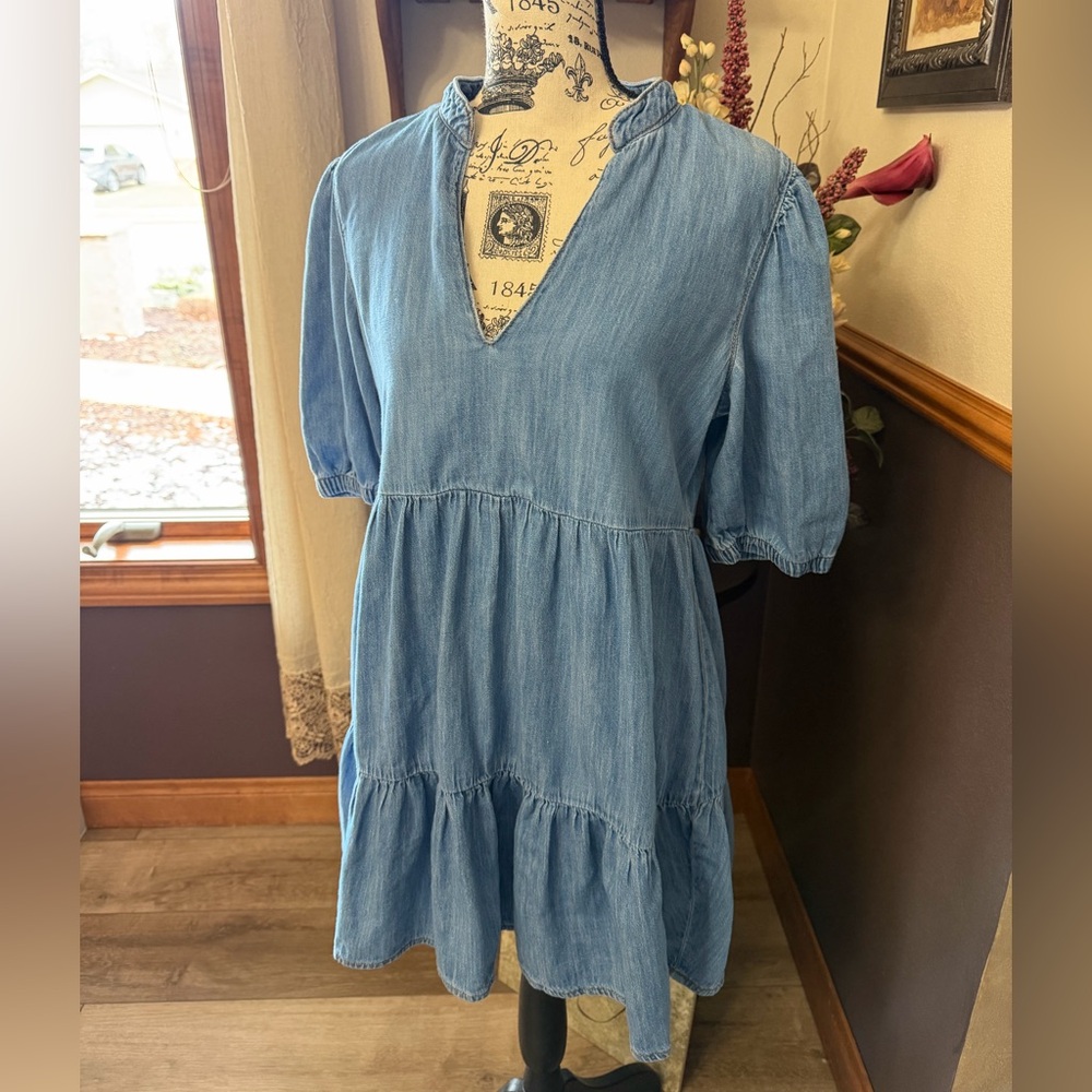 Zara Denim Chambury Mini Tiered Dress - Picture 2 of 7